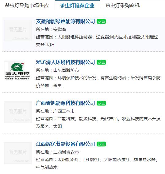 殺蟲(chóng)燈企業(yè)名錄